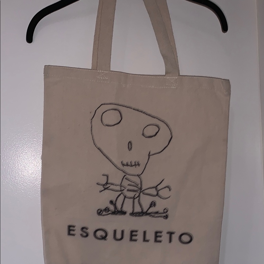 Cream and Black Esqueleto Tote Bag